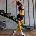 Kapalı spor spor giyim yoga seti tozluk çizgili patchwork egzersiz elbise Tedarikçi