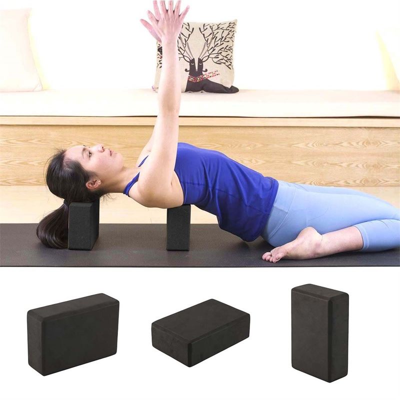 Siyah yoga egzersiz blokları kapalı köpük yoga tuğla germe yardım gym pilates Tedarikçi