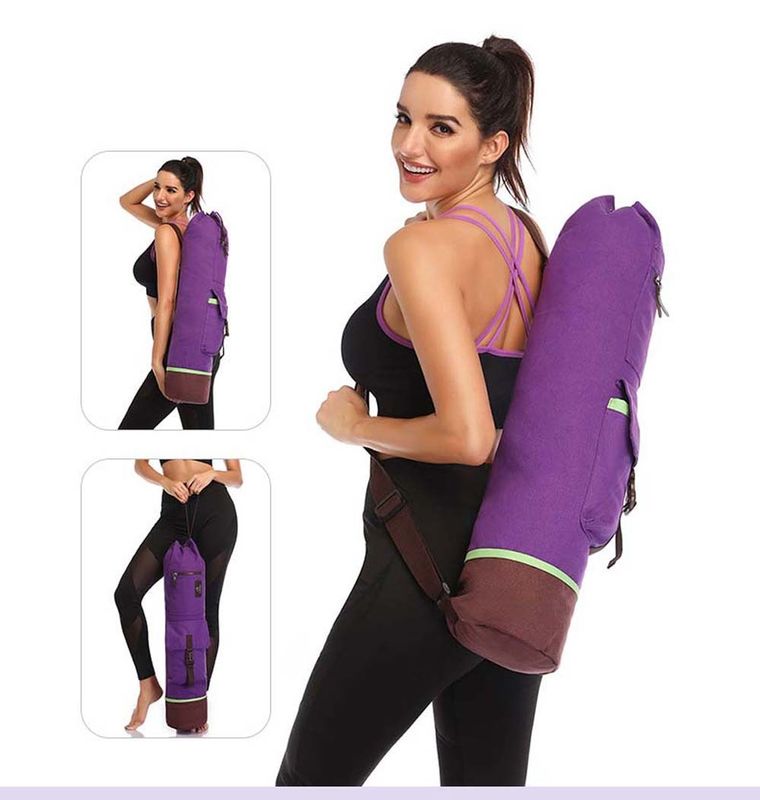 Büyük kapasiteli yoga mat taşıma çantası taşıyıcı dayanıklı tuval pamuk yoga pilates sırt çantası Tedarikçi