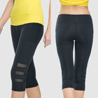 Buzağı Uzunluk Yoga Pantolon Capri Spor Pantolon / Spor Salonu Yüksek Belli Siyah Mesh Tayt Tedarikçi